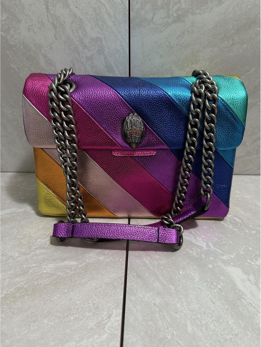 Kurt Geiger Kensington XL metallic rainbow leather shoulder bag dopemine Barbie